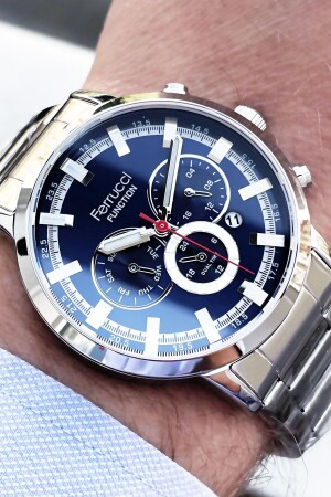 Funktion Herren-Armbanduhr 3 Atm wasserdicht silberfarbenes Stahlarmband + Armband Elg217 FRE2013 - Ferrucci