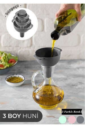 Funnel Set with Strainer - 3 Different Size Funnels Triple Funnel Set - Alamut Home
