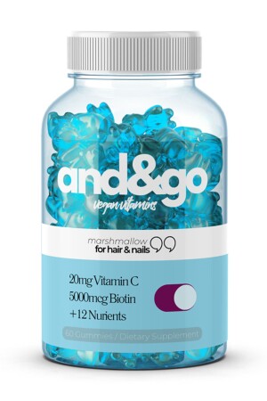 Für Haare & Nägel – Vitamin Biotin für Haare und Nägel 60 Stück Vegan Marshmallow - And Go