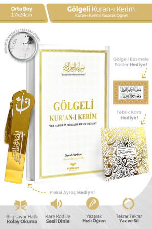 Furkan Neşriyat Kalem Ile Yazılabilen Gölgeli Kuranı Kerim Orta Boy - Beyaz - Furkan Neşriyat