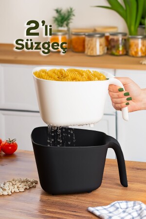 G-577 2 Piece Plastic Strainer Multi-Purpose Pasta Fruit Vegetable Rice Washing Strainer - Porsima