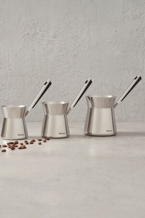 Galata Steel Coffee Pot Set Black 3 Pieces - Hisar