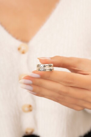 Galaxy Moon And Sun Silver Plated Adjustable Couple Wedding Band Ring - Eva Jewelry
