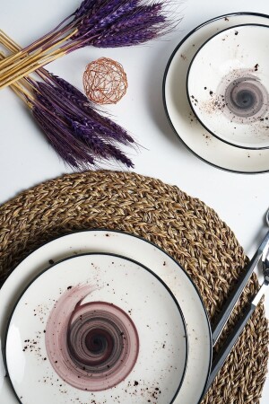 Galaxy Plum Black 24 Piece Dinner Set Tulum Plum Black - Tulü Porselen