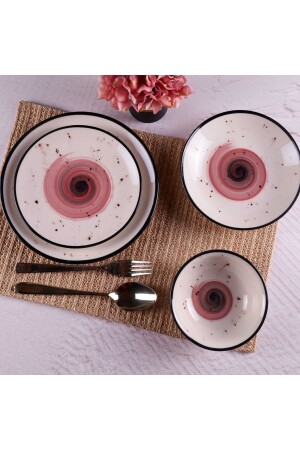 Galaxy Plum Black Special Design 24 Piece Casual Modern Dinner Set for 6 Persons 14412 - Tulü Porselen