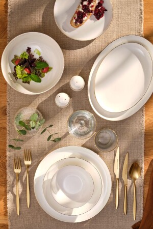 Galia Fine Bone 59 Pieces Dinner Set for 12 Persons Round Gold 600. 15. 01. 2580 - Emsan