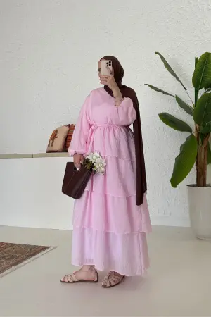 Garden Vual Kat Kat Elbise Pembe - Nuuwears