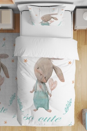 Gardener Rabbit Patterned Single Baby Kids Bedding Set evnev00104 - Evpanya