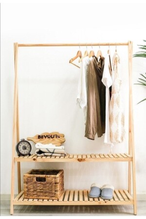 Garment Clothes Hanger with Two Shelves 148 X 106 cm ELBSEASK106x148a - Algı