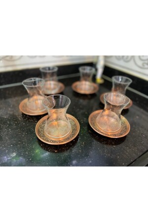Gaziantep Copper Tea Plate Handmade 6 in 1. Grade Special Copper TYC00675227493 - DMT COPPER HOME