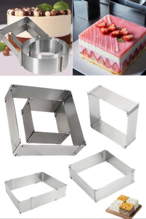 Gebäck-Kuchenform, Backen, 20 cm, quadratisch, verstellbar, großer Kuchenring, Schachkuchen, quadratische Klemme, P221c - Utelips