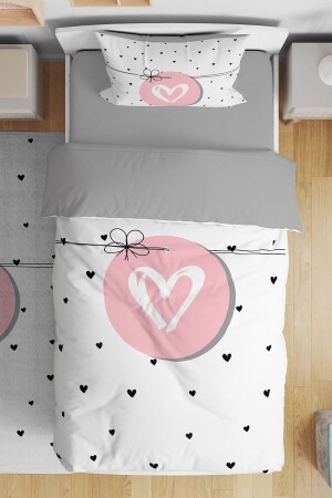 Geknotetes rosafarbenes Herzmuster-Einzelbettbezug-Set für Babys und Kinder - Evpanya