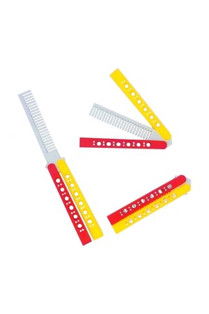 Gelb-roter Fächer-Fanatiker, Schmetterlingsmesser-förmiger Kunststoffkamm, Haarkämmen, Stressabbau - Bihoavm