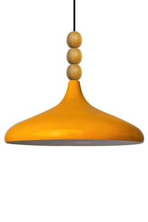 Gelbe Champion Einzel-Kronleuchter mit Holzperlen, Hängelampe, Wohnzimmer, Küche, Boutique-Lampe, BMM2066WM3 - Bamyum