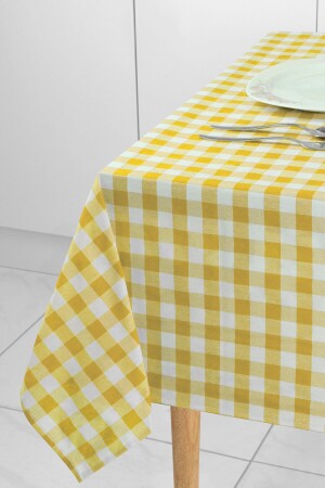 Gelbe große quadratische Muster-Gingham-Tischdecke, Tisch-Picknick-Tuch - Soft Kare