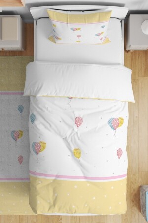Gelbes, festlich gemustertes Einzelbettbezug-Set für Babys und Kinder evnev00103 - Evpanya