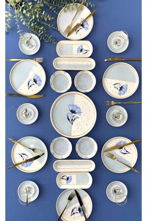 Gelincik Model 6 Persons 21 Piece Breakfast Set with Tea Plate - Venüs Home Decoration