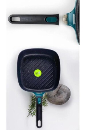 Gem 8501024 Stay Cool Grilled Square Pan with Removable Handle Green 24 Cm 101579 - Berghoff