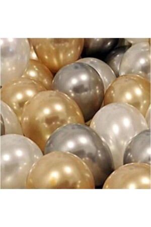 Gemar 30 Pieces Balloon Metallic Colors White - Gold - Silver - Balonevi