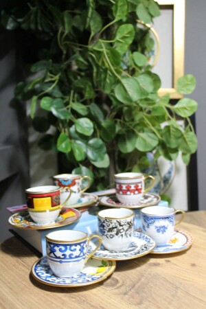 Gemischtes türkisches Kaffeetassen-Set für 6 Personen emrhmea-183 - EMİRA HOME
