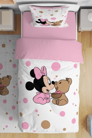 Gemusterte Einzelbettwäsche für Babys und Kinder mit Minnie und Teddybär evnev00108 - Evpanya