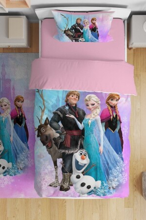Gemusterte Einzelbettwäsche für Babys und Kinder von Castle Elsa und ihren Freunden - Evpanya