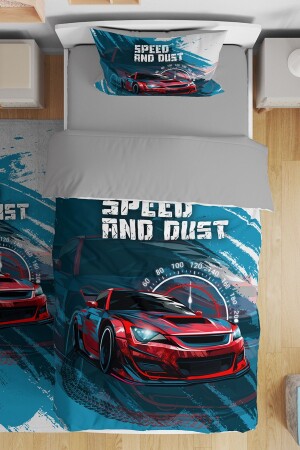 Gemustertes Bettbezug-Set „Car 14“ für einzelne Baby- und Kinderbetten - Evpanya