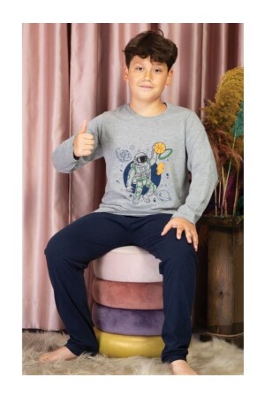 Genç Erkek Uzun Kollu Desenli Mevsimlik Pijama PFZYÇ-0310 - Pyjama Familya