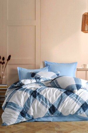 Genç Hilkat Blue 4 Piece Single Duvet Cover Set with Elastic Sheets (100X200 CM) cndn-hilkat-tk - CANDAN ÇEYİZ