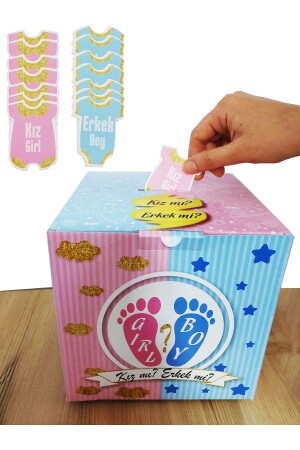 Gender Party Prediction Box Boy Girl Gender Determination Boy or Girl 19x19cm - Parti Dolabı