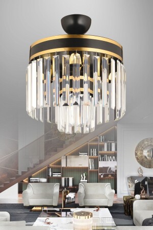 Generation 3 Piece 2 Tier Black and Gold Gilded 30 Luxury Crystal Chandelier TYC00411580298 - KUZEY AYDINLATMA