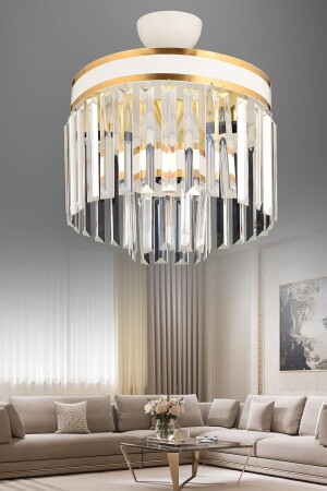 Generation 4 Pieces 2 Storey White and Gold Gilded 30 Luxury Living Room Chandelier 4051 - KUZEY AYDINLATMA