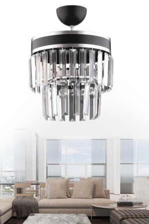Generation Single Two Storey Black Modern Chandelier 1026 - KUZEY AYDINLATMA