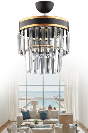 Generation Single Two Storey Black Modern Chandelier 1026 - KUZEY AYDINLATMA