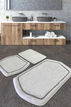 Genom White Triple Set Bathroom Rug 8683264239731 - Chilai Home
