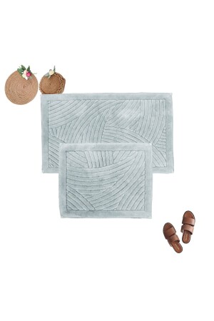 Geometric Pattern Set of 2 Bath Mat Set 100% Natural Cotton Mop Toilet Bowl Set dop12787730igo - Faiend