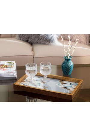 Georgia Dekotablett aus Glas, 22 x 37 cm, Blau, 10030268 - English Home