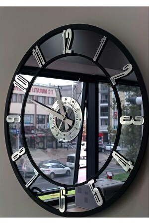 Gerçek Ayna Duvar Saati 50 Cm Trend Modern Salon Füme - Yc Melonni