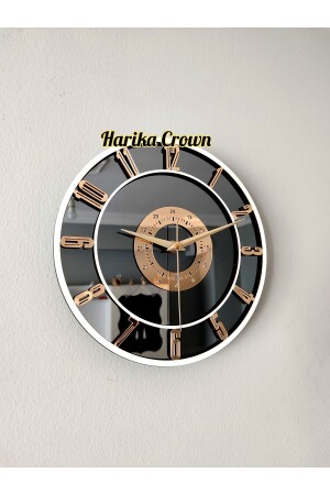 ساعة جدارية مزخرفة (جداول أو ساعة جدارية) مع مرآة حقيقية 25 سم - Harika Crown