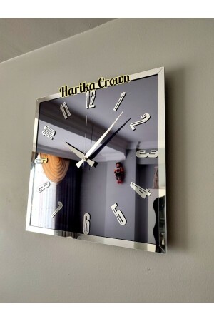 GERÇEK AYNALI DEKORATİF KARE DUVAR SAATİ (50 CM) - Harika Crown
