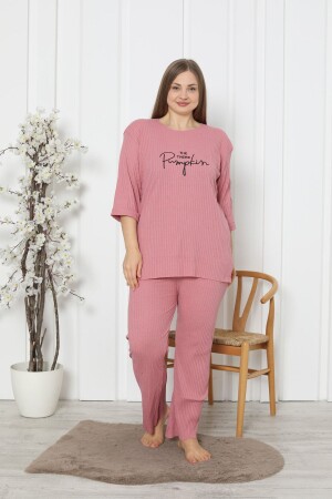Geripptes Camisole aus Baumwolle mit ausgestelltem Bein für die neue Saison in großen Größen - Fames Pijama