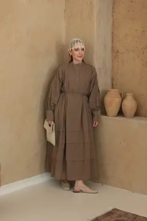 Geripptes Premium-Voile-Kleid Earth - Nuuwears