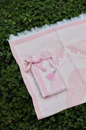 Geschenk-Gebetsteppich-Set aus Baumwolle, S1004, Rosa - Bilenler