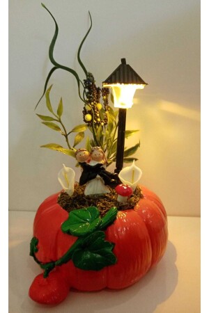Geschenk zum Hochzeitstag, Geschenk für Verliebte, beleuchtetes Kürbis-Terrarium mit Braut- und Bräutigam-Figur, rot 54896455 - Decorium