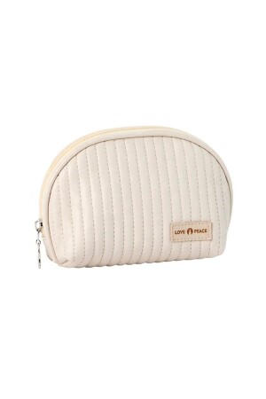 Gesteppte Mini-Make-up-Tasche aus Kunstleder – Beige - Valoa