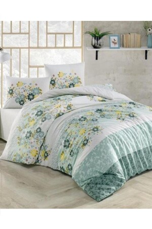 Gestepptes Bettbezug-Set Single Four Seasons Smaragdgrün ST25244 - Kristal