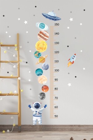 Gezegenler Boy Ölçer Çocuk Odası Duvar Sticker PG-CS136 - Piksel Grafik