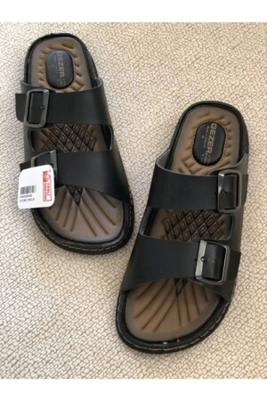 Gezer Men's Orthopedic Comfortable Sole Adjustable Black Men's Slippers - Gezer