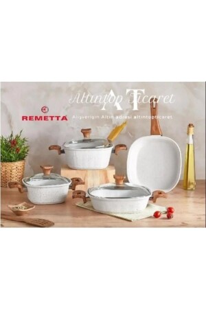 Gia 7 Piece Square Cookware Set -white 8699234528866 - Remetta