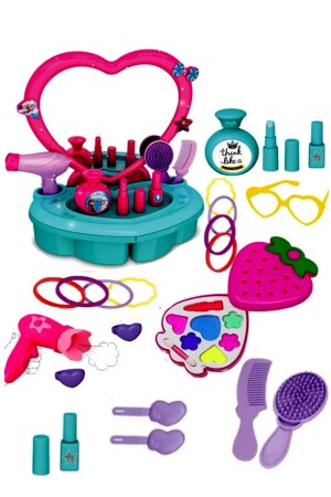 Gift Beauty Salon with Real Mirror and Accessories + Toy Strawberry Makeup Set Domestic Toy FİRUZEN SET - SAZE